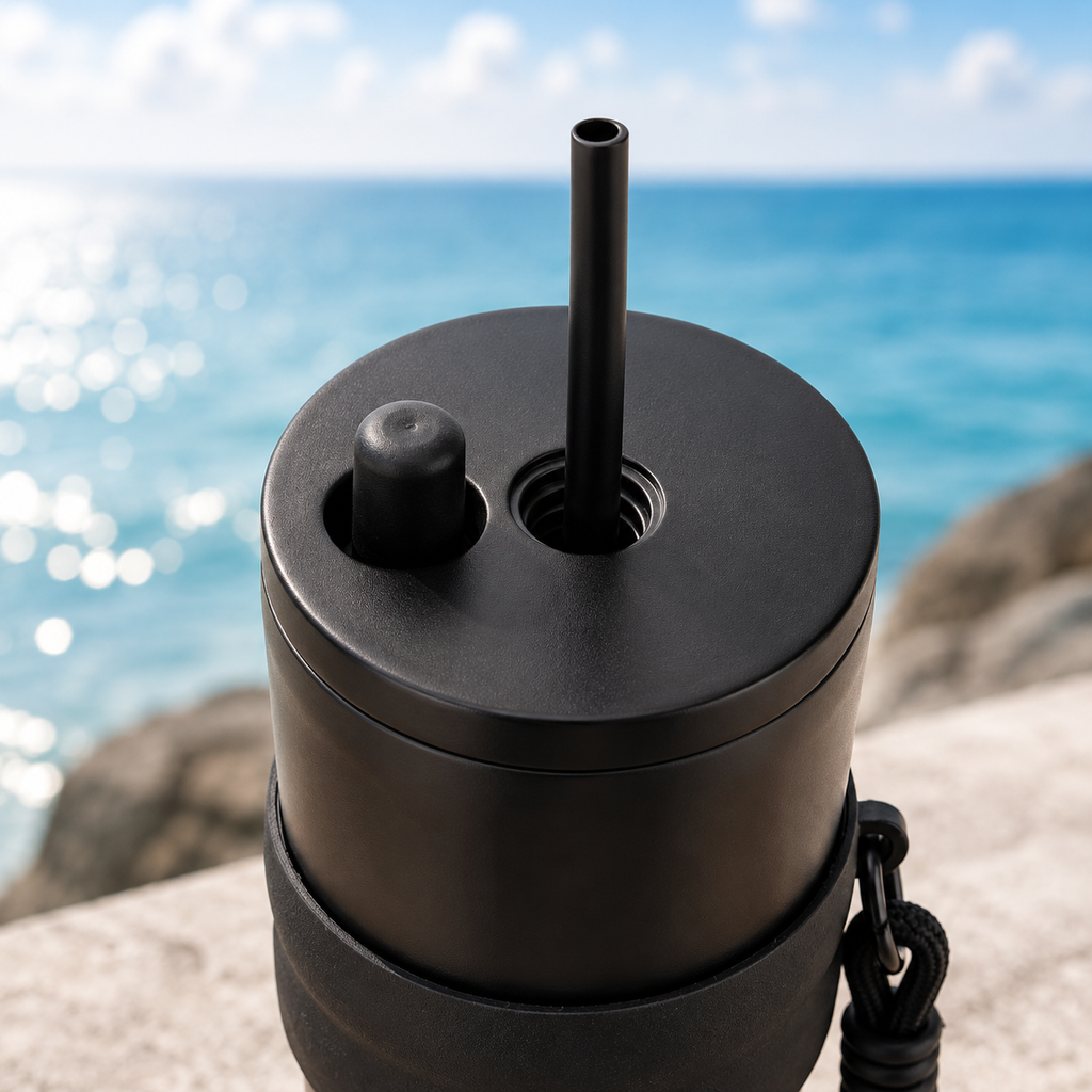 710ml Insulated Steel Sipper – Charcoal Black