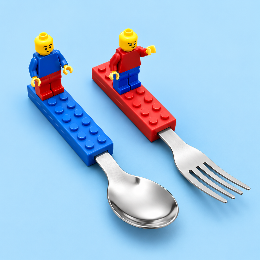 Block Style Spoon & Fork Set with Case