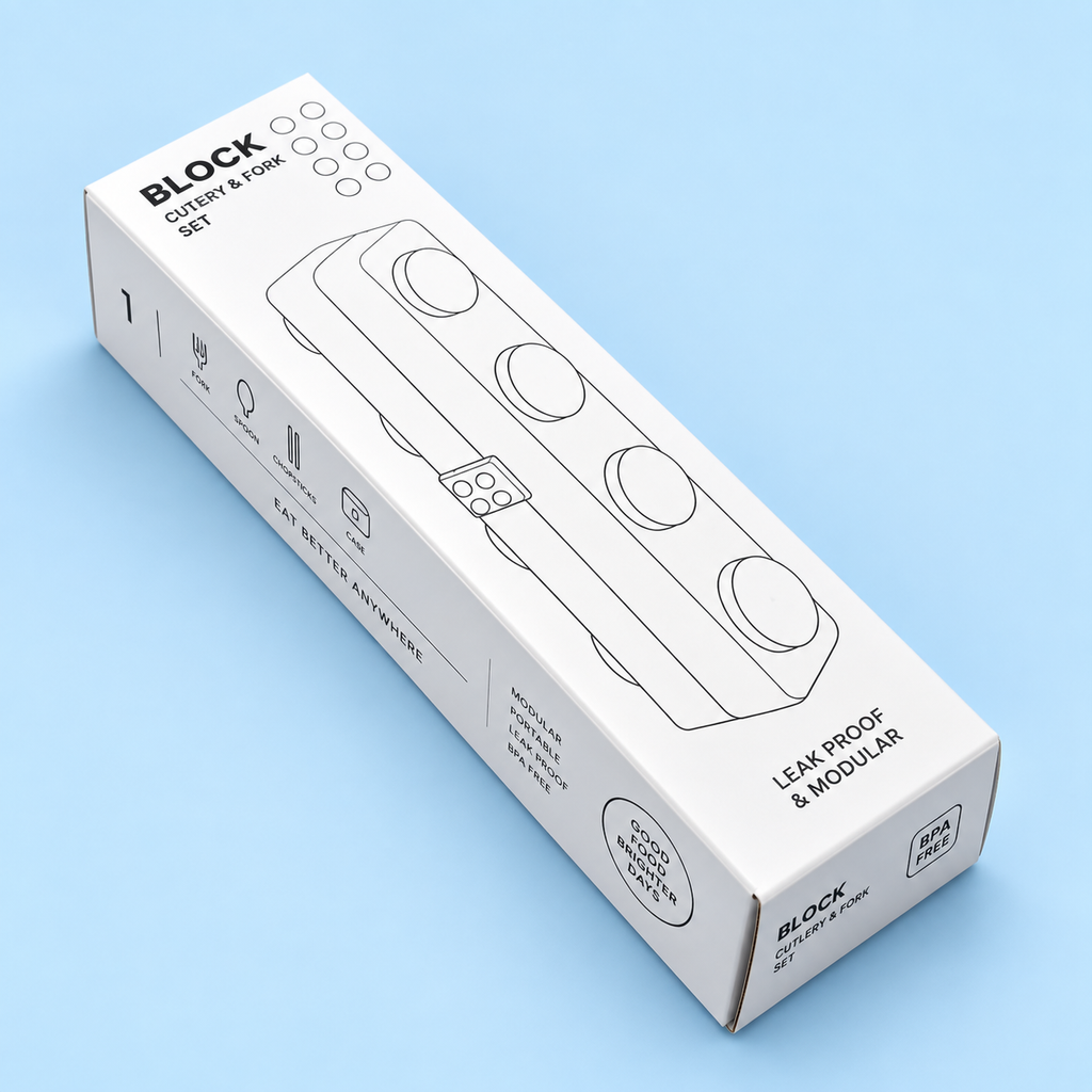 Block Style Spoon & Fork Set with Case
