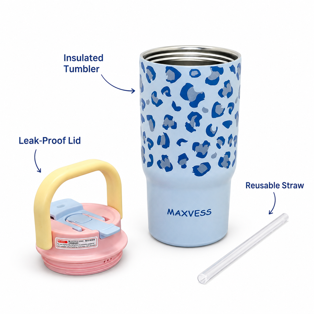 600ml Blue Leopard 2-in-1 Insulated Tumbler