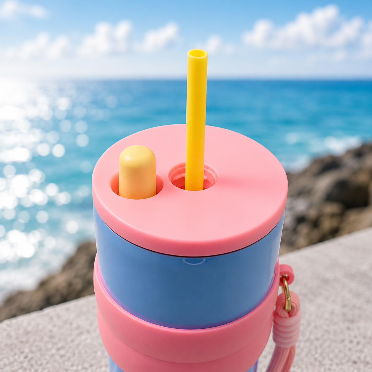 710ml Insulated Steel Sipper – Sky Blue & Pink