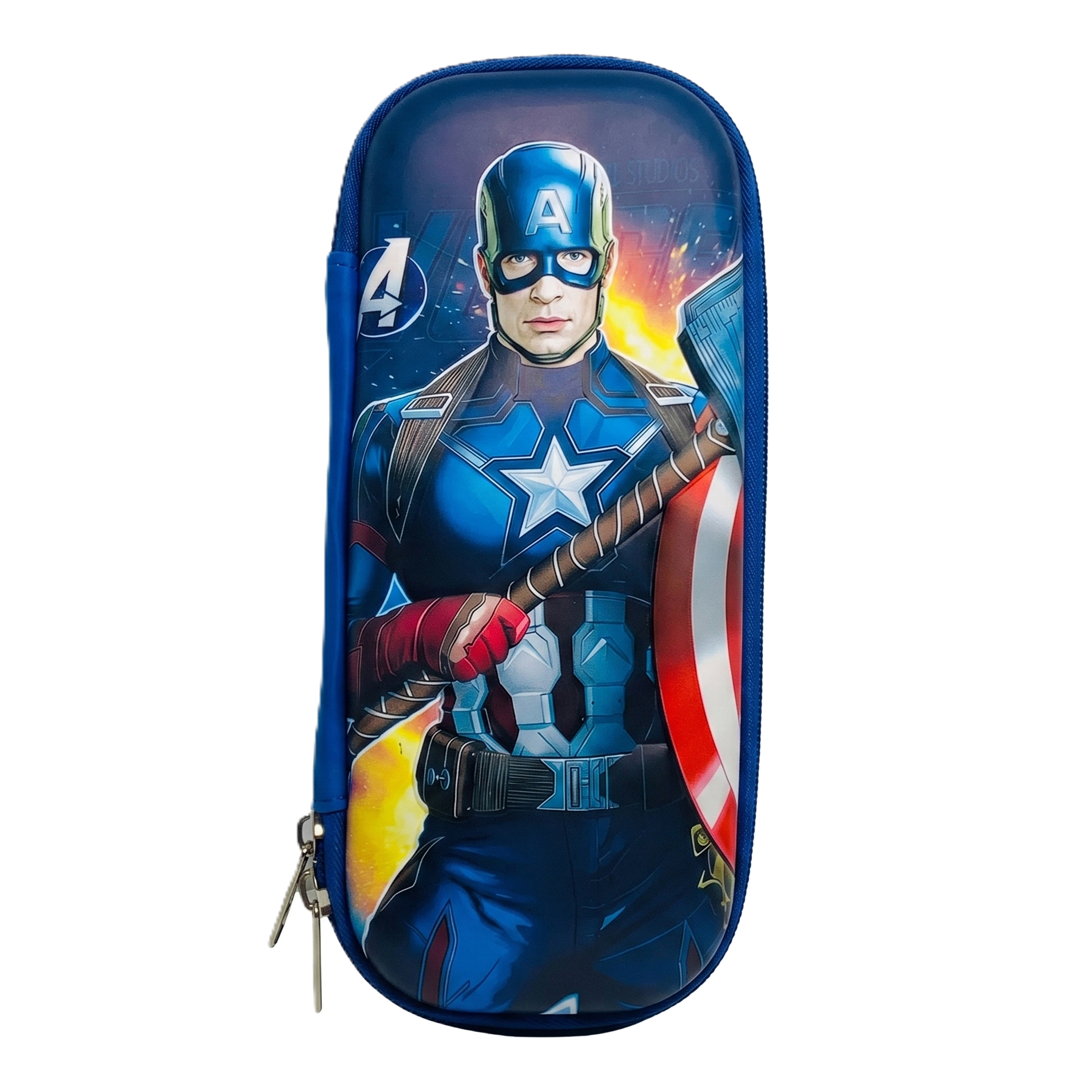 Captain America 3D Pencil Case | Blue School Hard-Shell Organizer