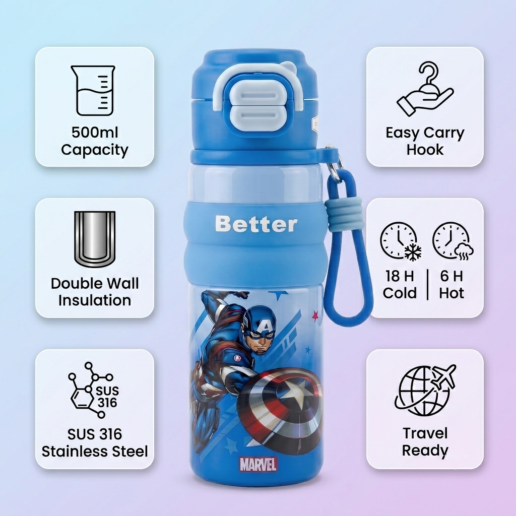 Captain America 500ml Insulated Bottle