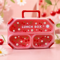 Cherry Blossom 3-Compartment Leak-Proof Kids Lunch Box with Handle