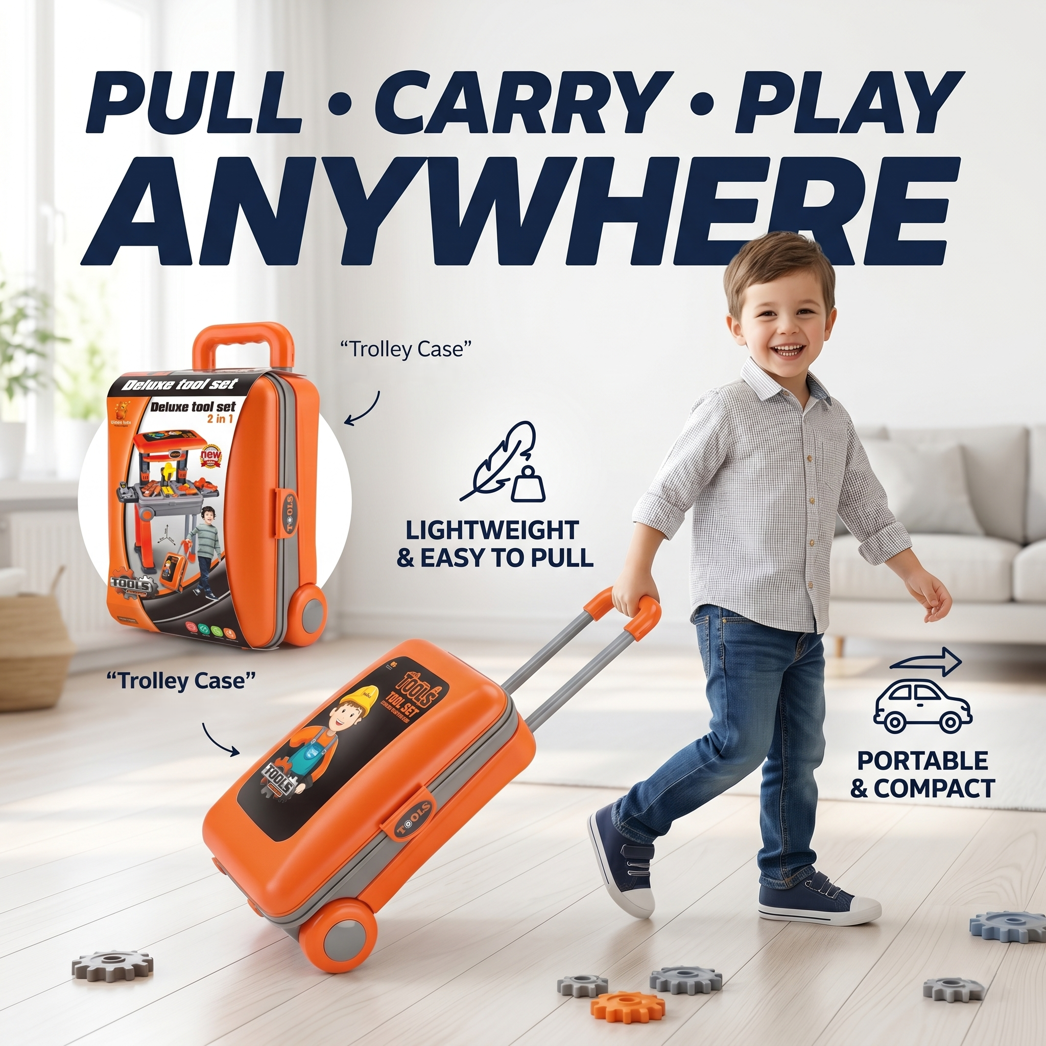 Deluxe 2-in-1 Tool Trolley & Workstation | Portable STEM Learning Playset