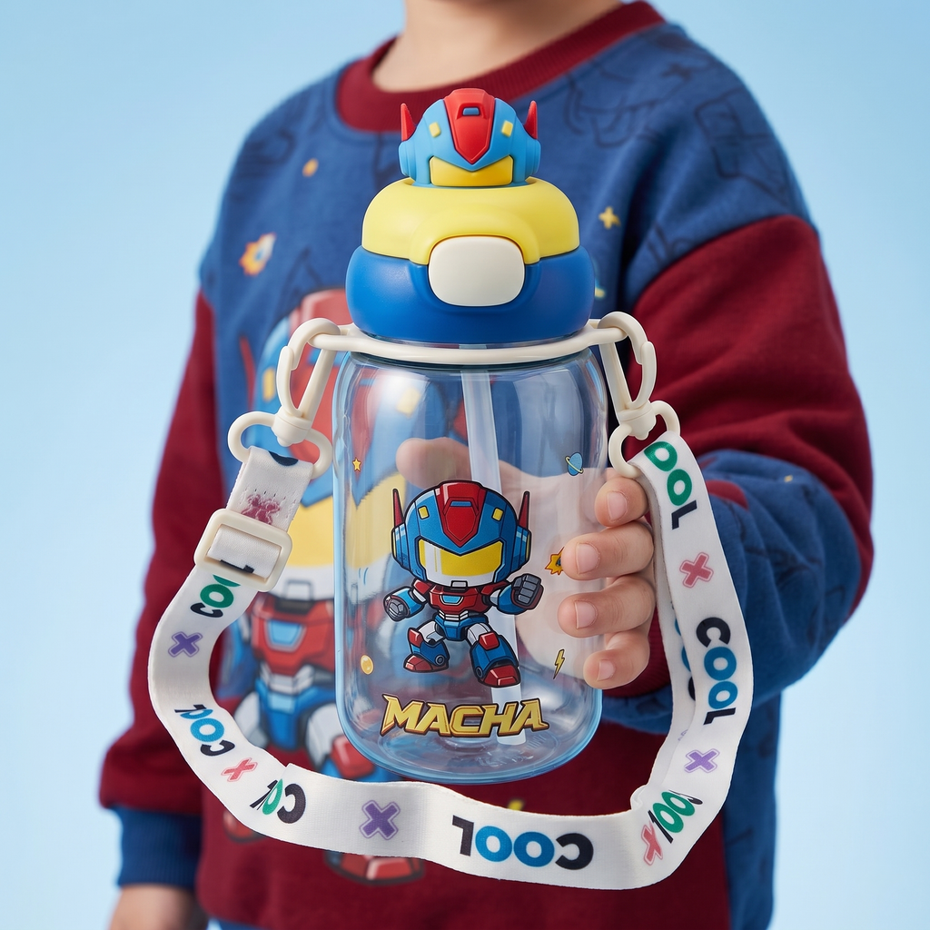 "Macha" 3D Robot Head Sipper | Premium High-Quality Hydration for Champs