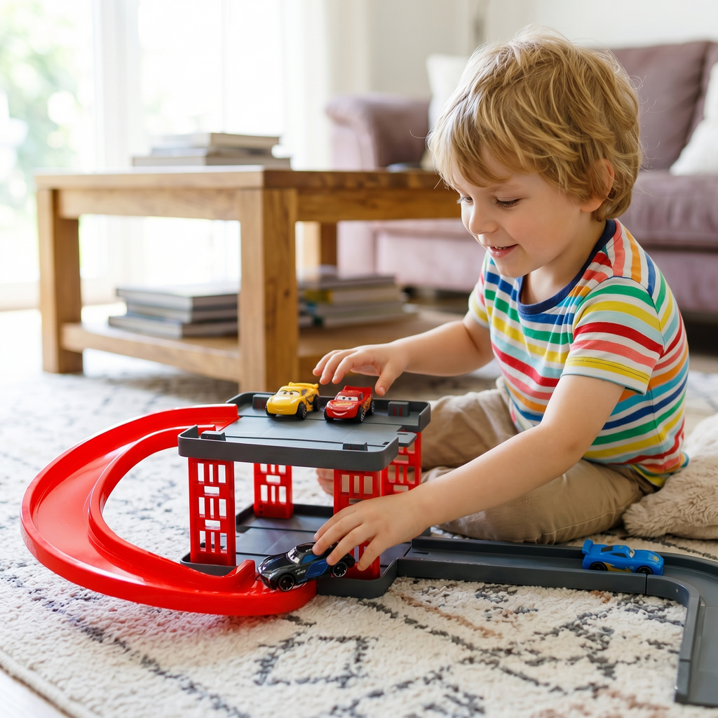 Disney Cars 2-in-1 Racing Garage & Parking Track Set (29 Pieces)