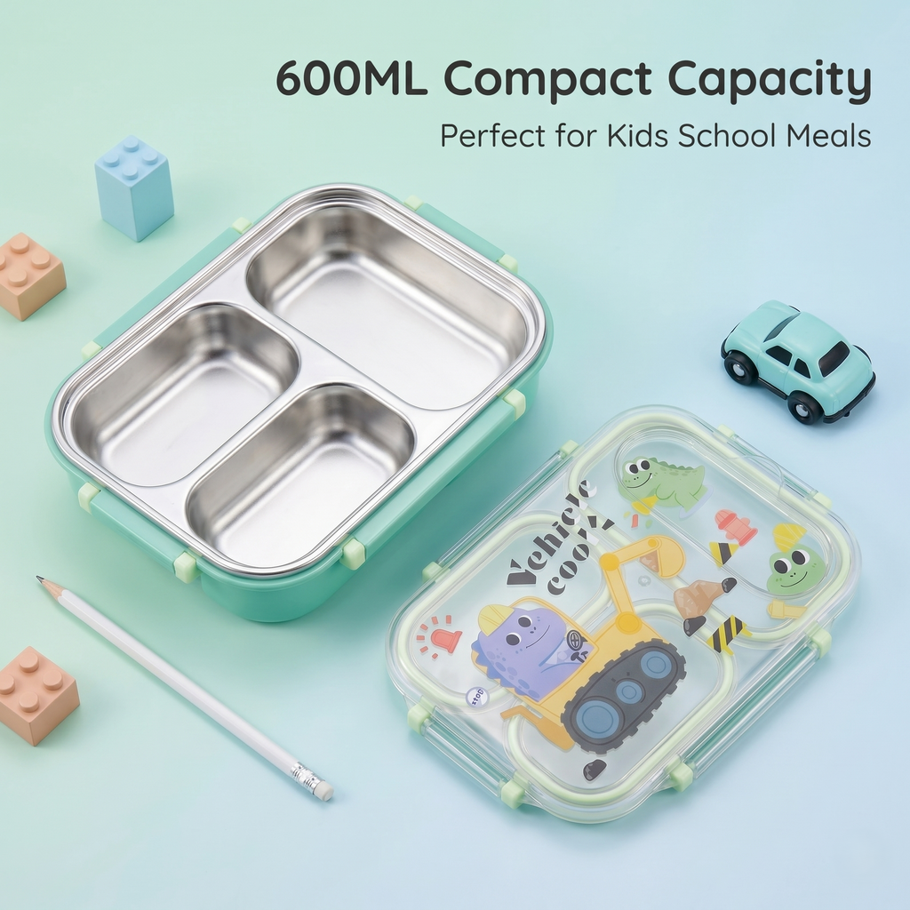 Dino Builder 600ml Premium Stainless Steel Bento Box