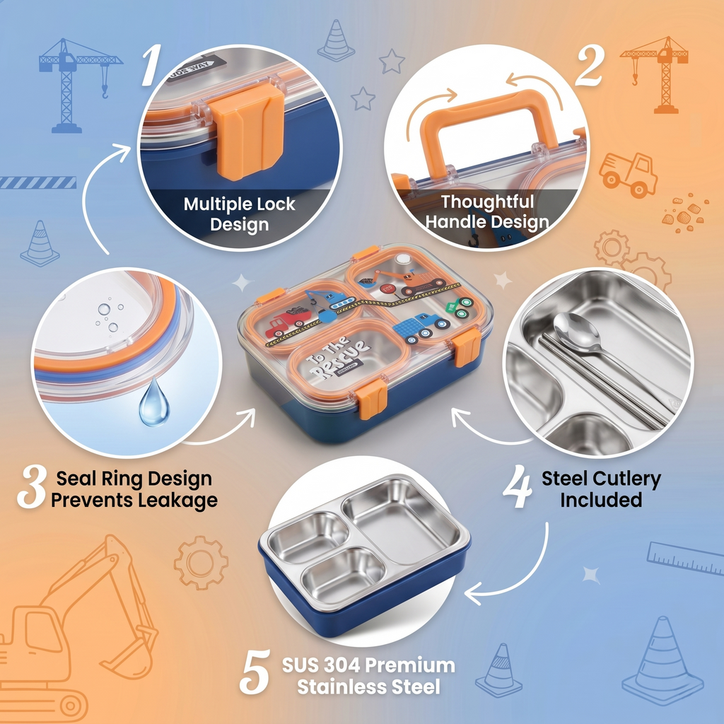 "To The Rescue" 700ml Premium SUS 304 Stainless Steel Bento Box