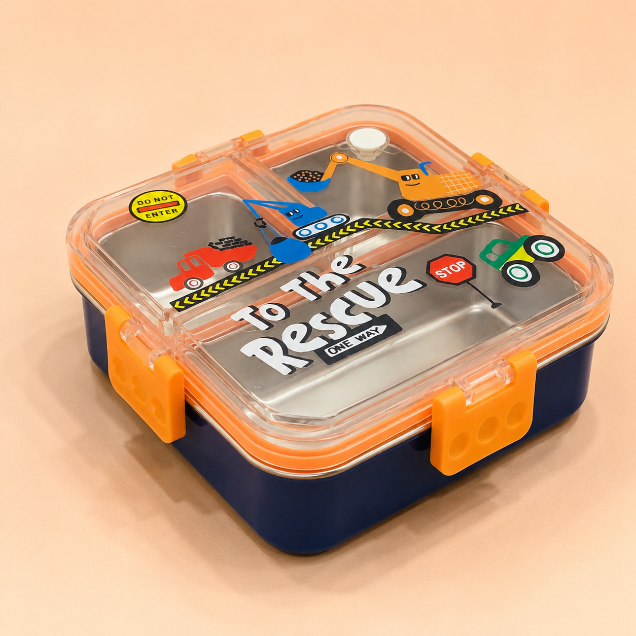 Premium 750mL Stainless Steel Kids Bento Box (Construction)