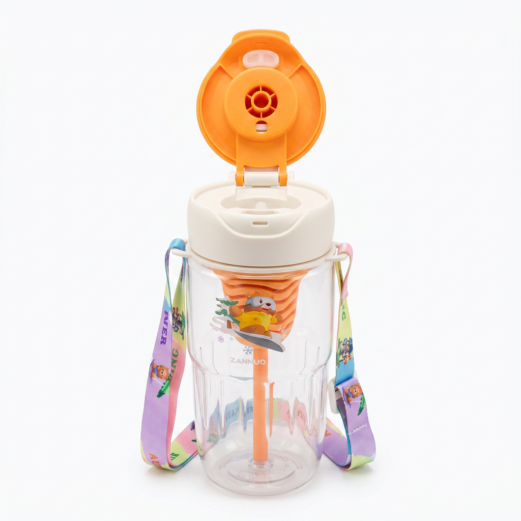 2-in-1 Dual-Lid "Four Seasons" Bear Water Bottle | Orange