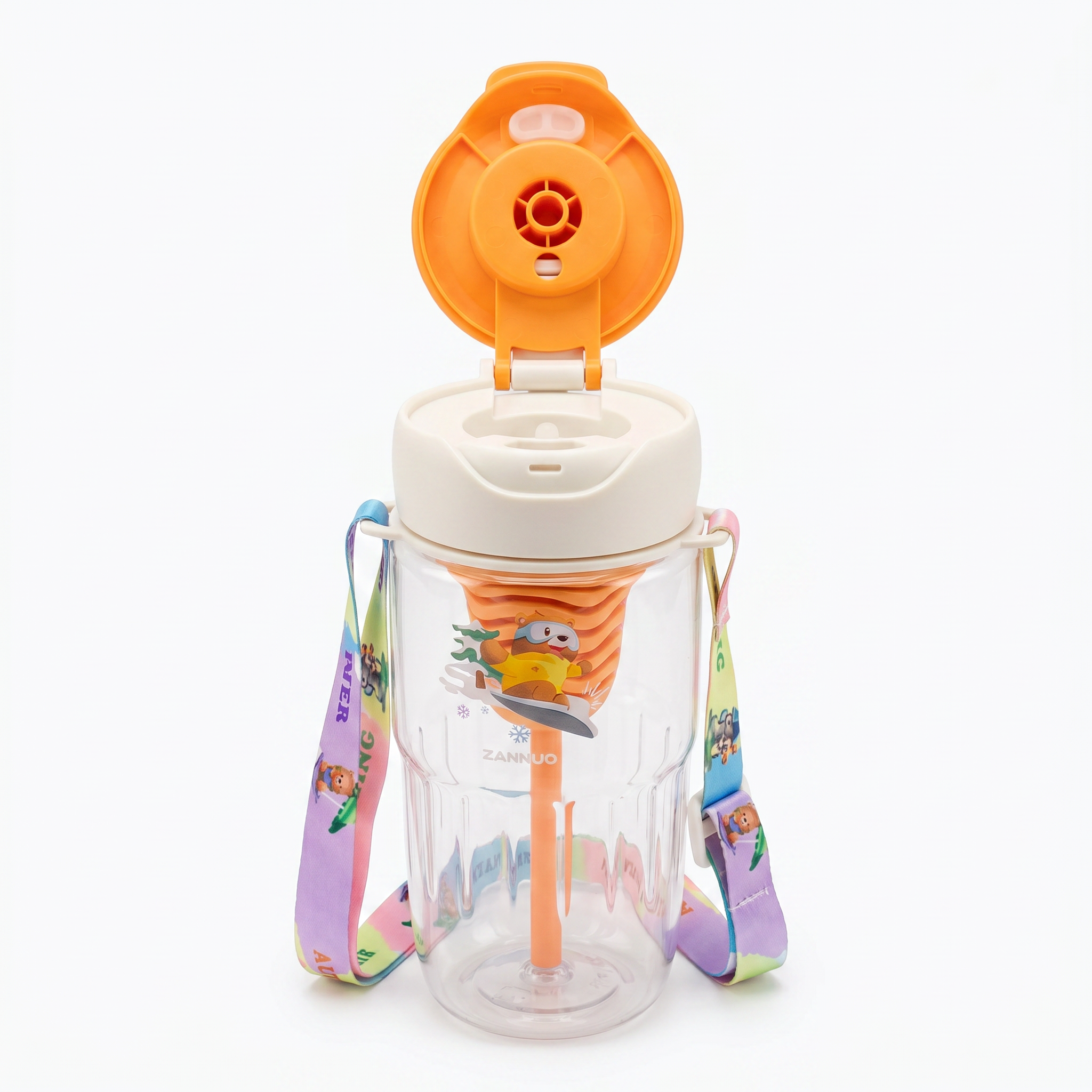 2-in-1 Dual-Lid "Four Seasons" Bear Water Bottle | Orange