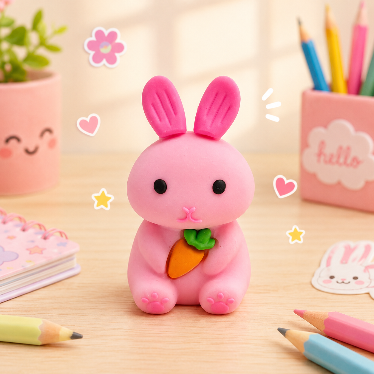 Magical Bunny Pink 2-in-1 Eraser & Pencil Sharpener