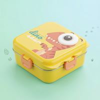 Dino-Yellow Giant 1120ml Double Layer Stainless Steel Bento Box