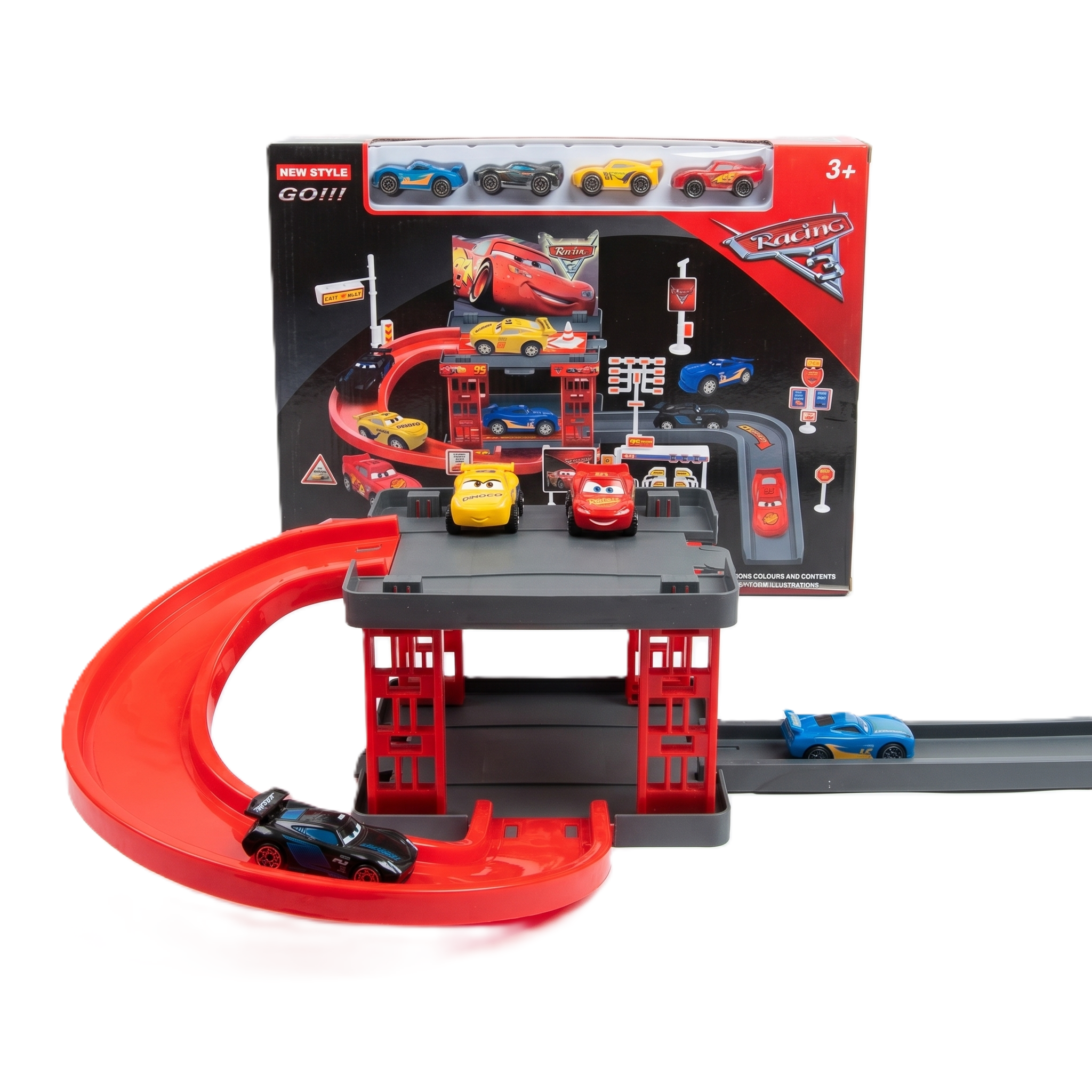 Disney Cars 2-in-1 Racing Garage & Parking Track Set (29 Pieces)
