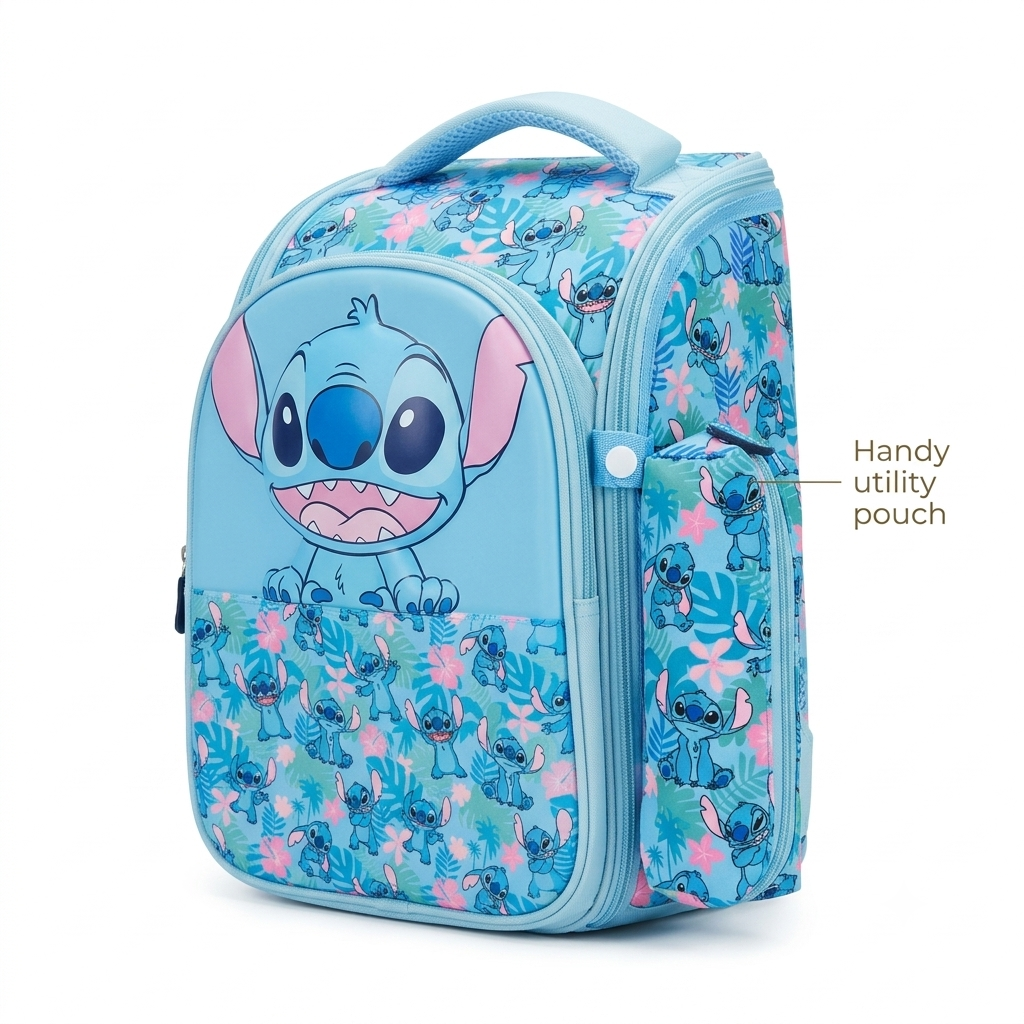 Disney Stitch 16" Hard-Shell School Backpack with Utility Pouch