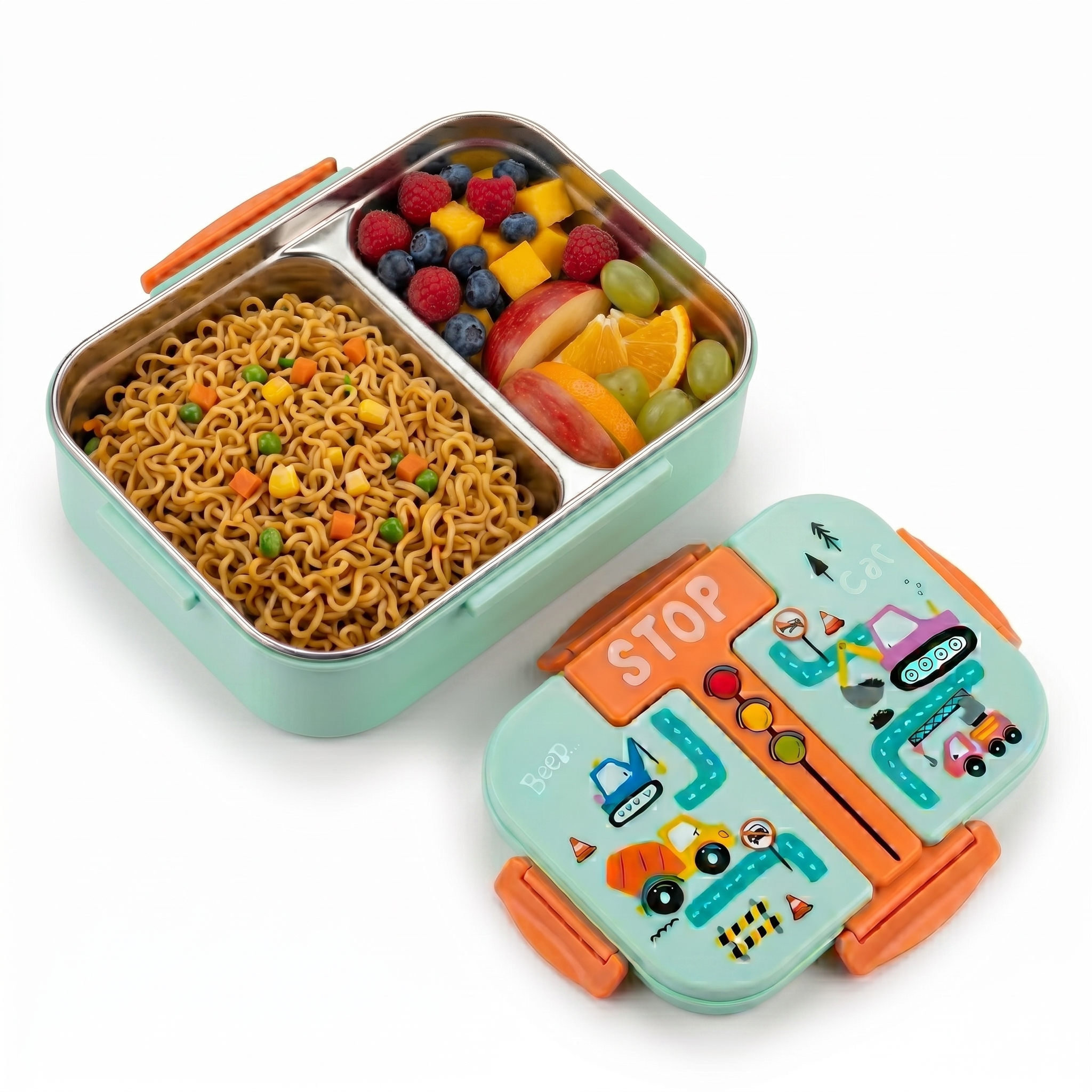 "City Traffic" 2-Compartment SUS 304 Insulated Kids Lunch Box