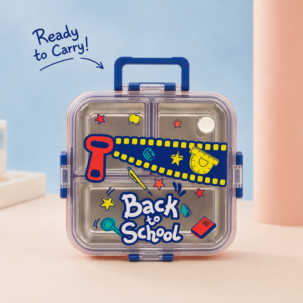 Premium 750mL Stainless Steel Kids Bento Box (Back to School)