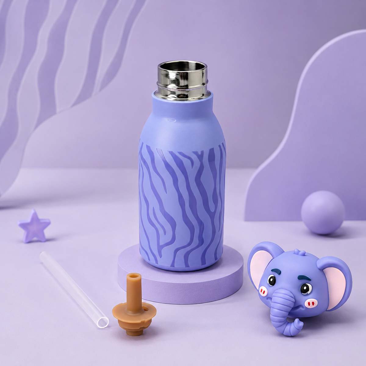 3D Elephant 450ml 2-in-1 Insulated Bottle