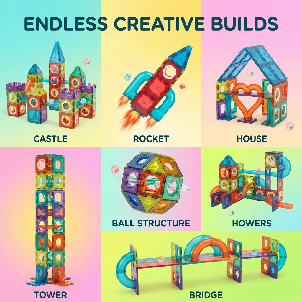 Magic Magnetic Blocks | 96-Piece 3D STEAM Marble Run & Building Set