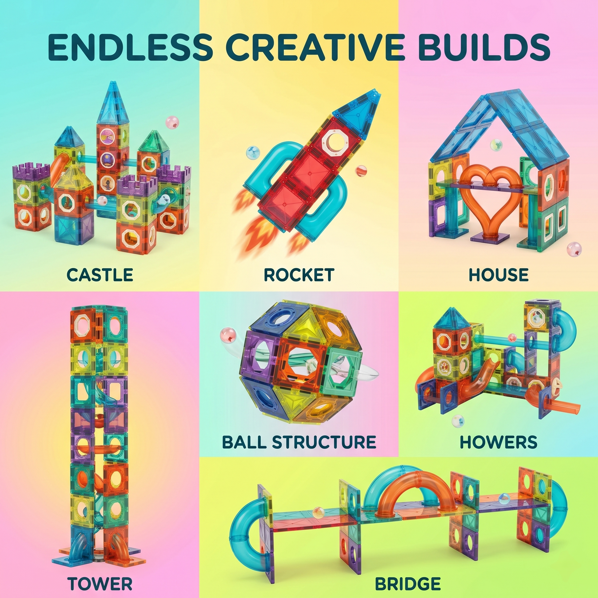 Magic Magnetic Blocks | 96-Piece 3D STEAM Marble Run & Building Set