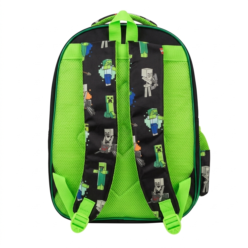 16" Minecraft 3D Large School Backpack | Ergonomic Multi-Pocket Gaming Bag for Kids
