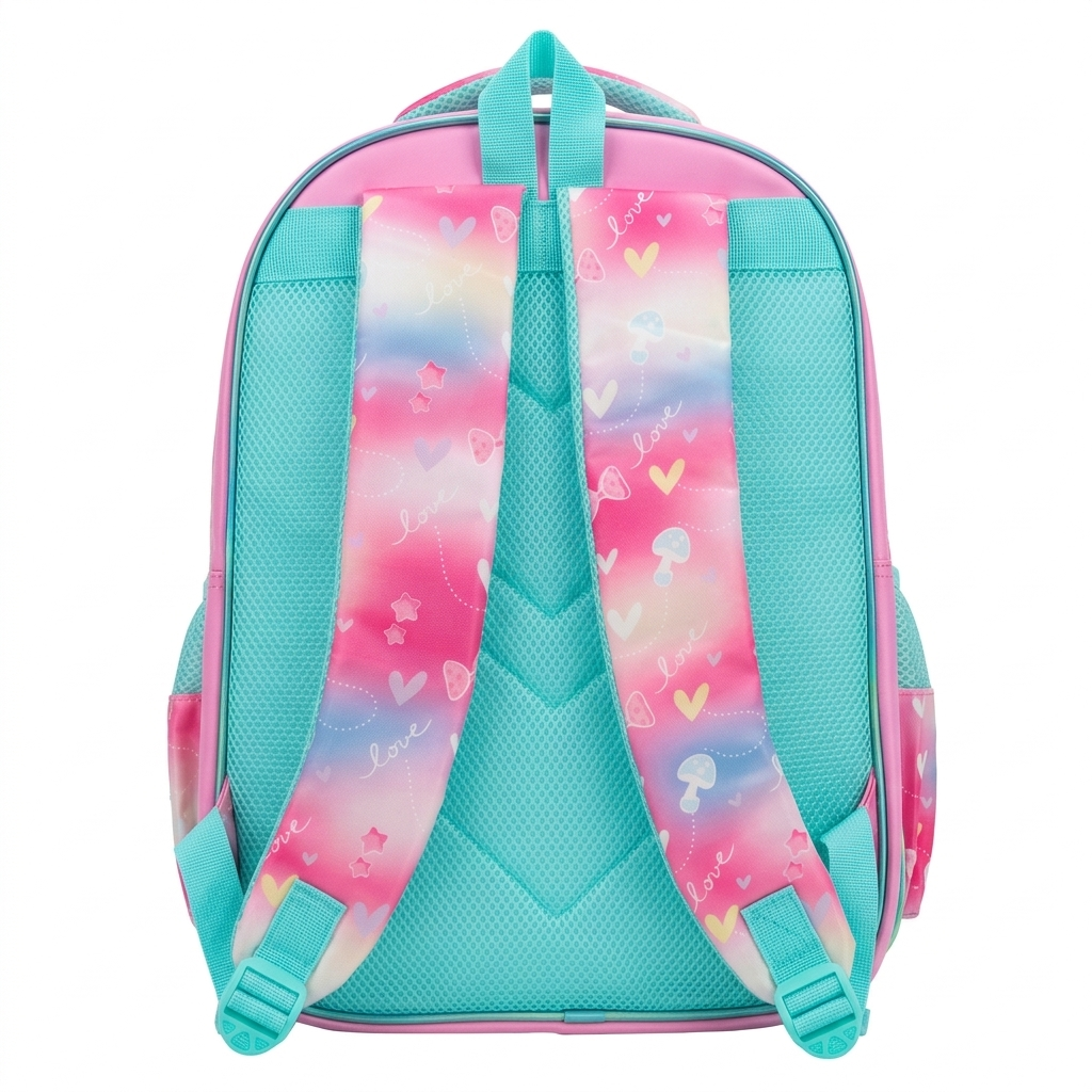 16" Enchanted Mermaid 3-Compartment Large Backpack | Ergonomic Pink & Teal School Bag for Girls