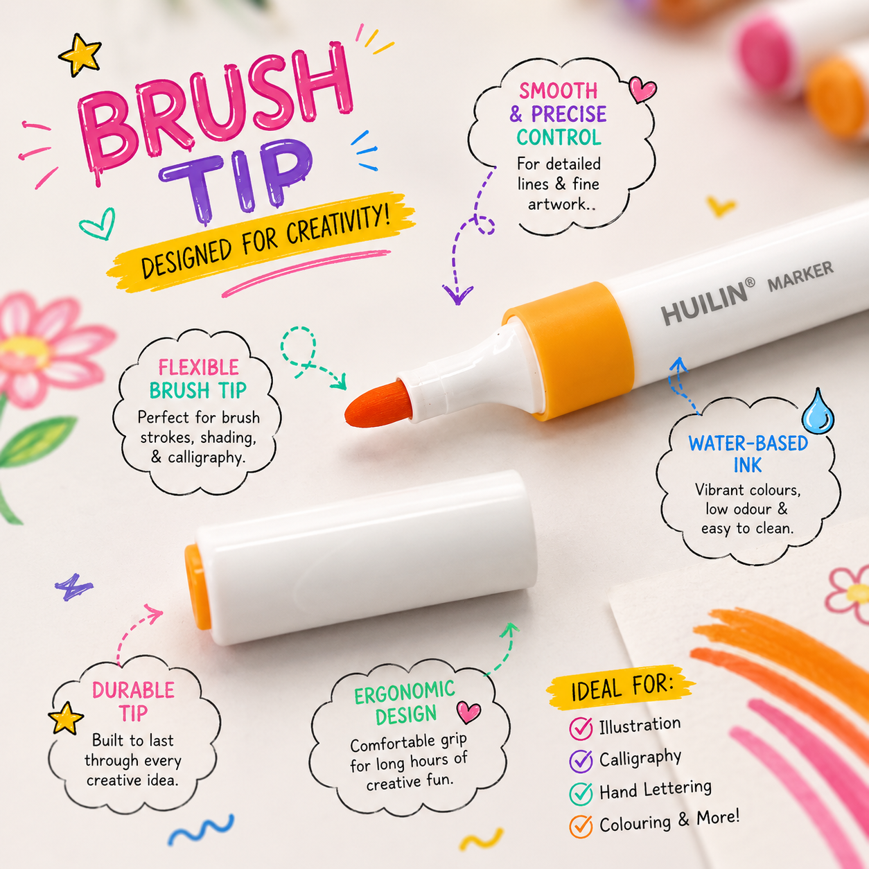 flexible-brush-tip-watercolor-pen-ink-flow