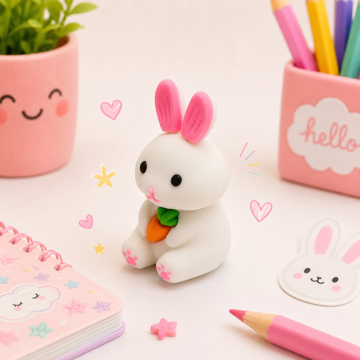 Magical Bunny White 2-in-1 Eraser & Pencil Sharpener