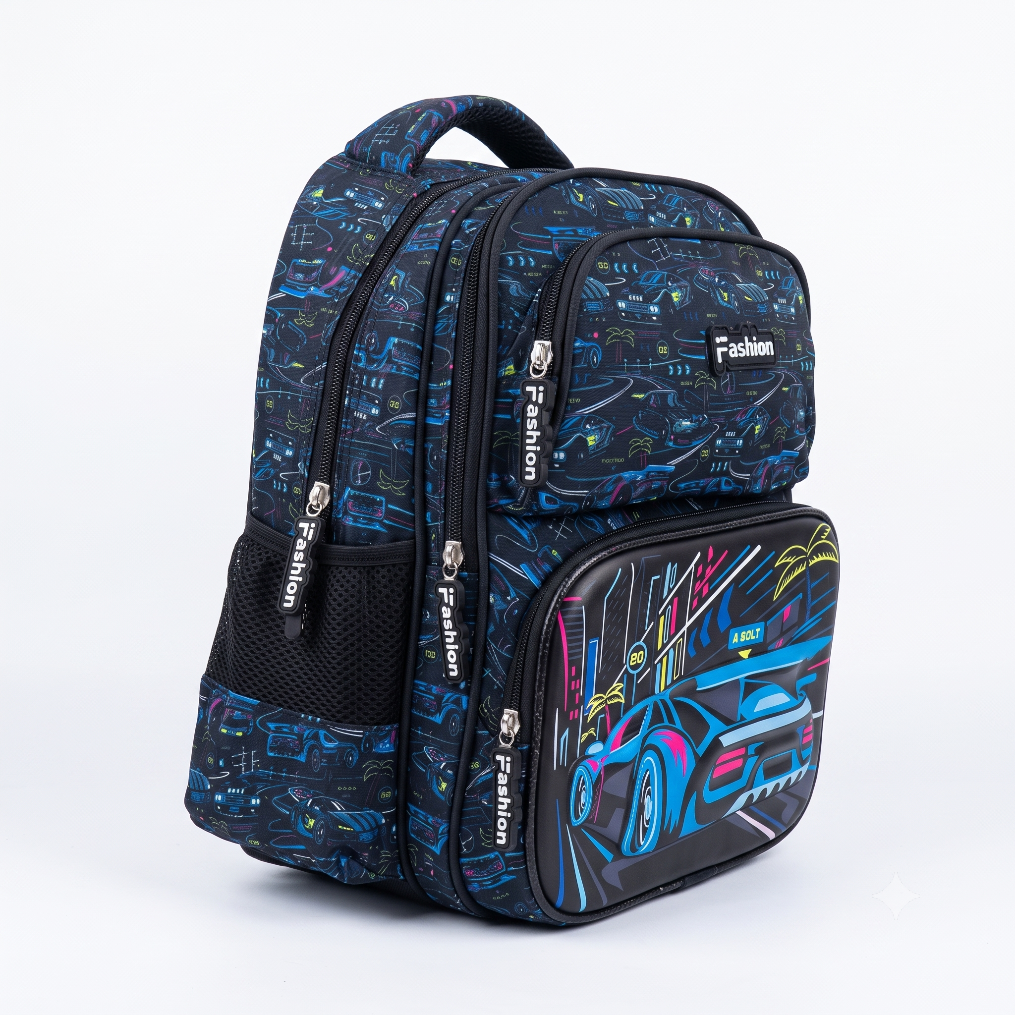 Gaming Super Car 15" 4-Compartment School Backpack