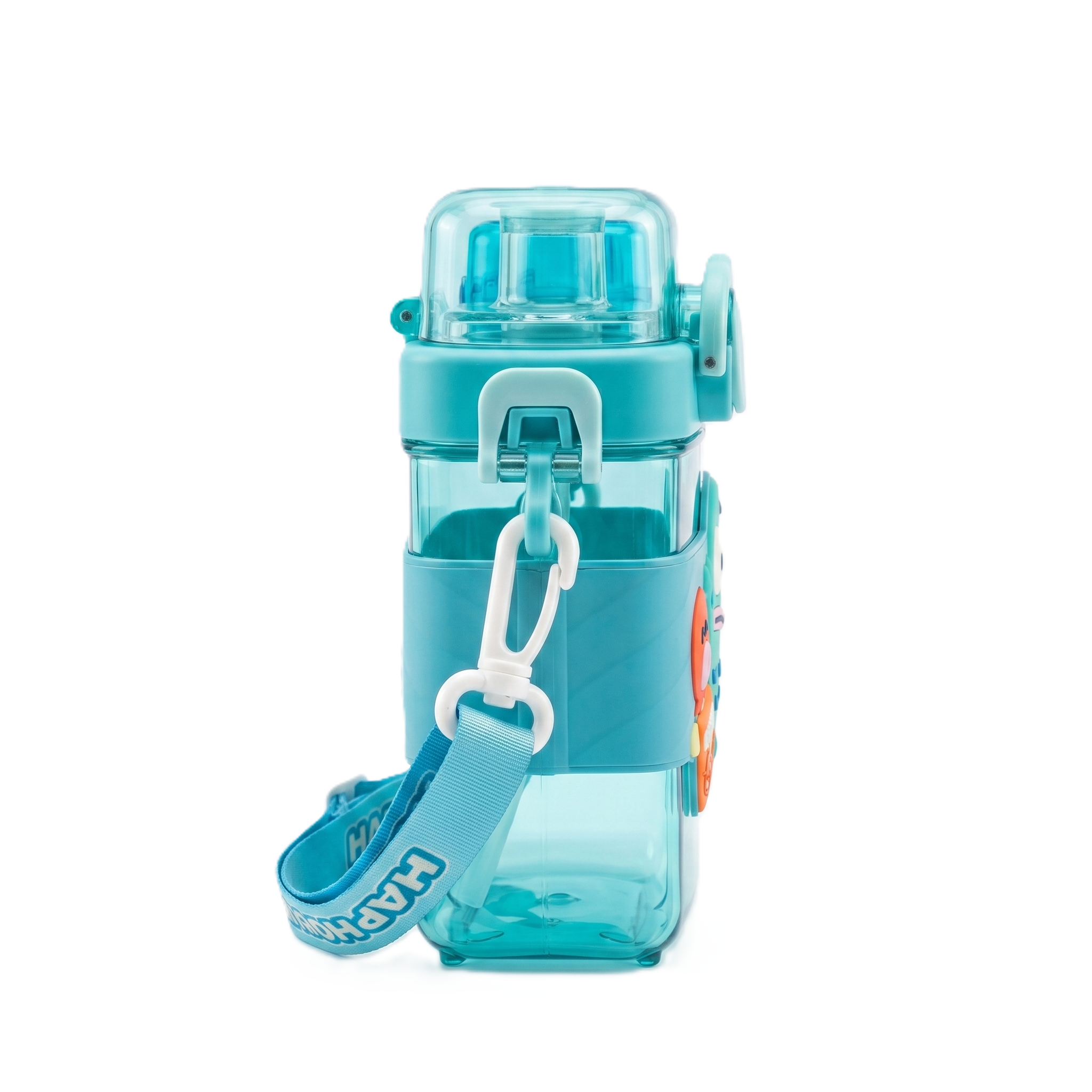 Hangyodon 2-in-1 Dual-Chamber Water Bottle for Kids | 680ml Teal Sipper & Non-Sipper BPA-Free Plastic Bottle with Adjustable Carry Strap