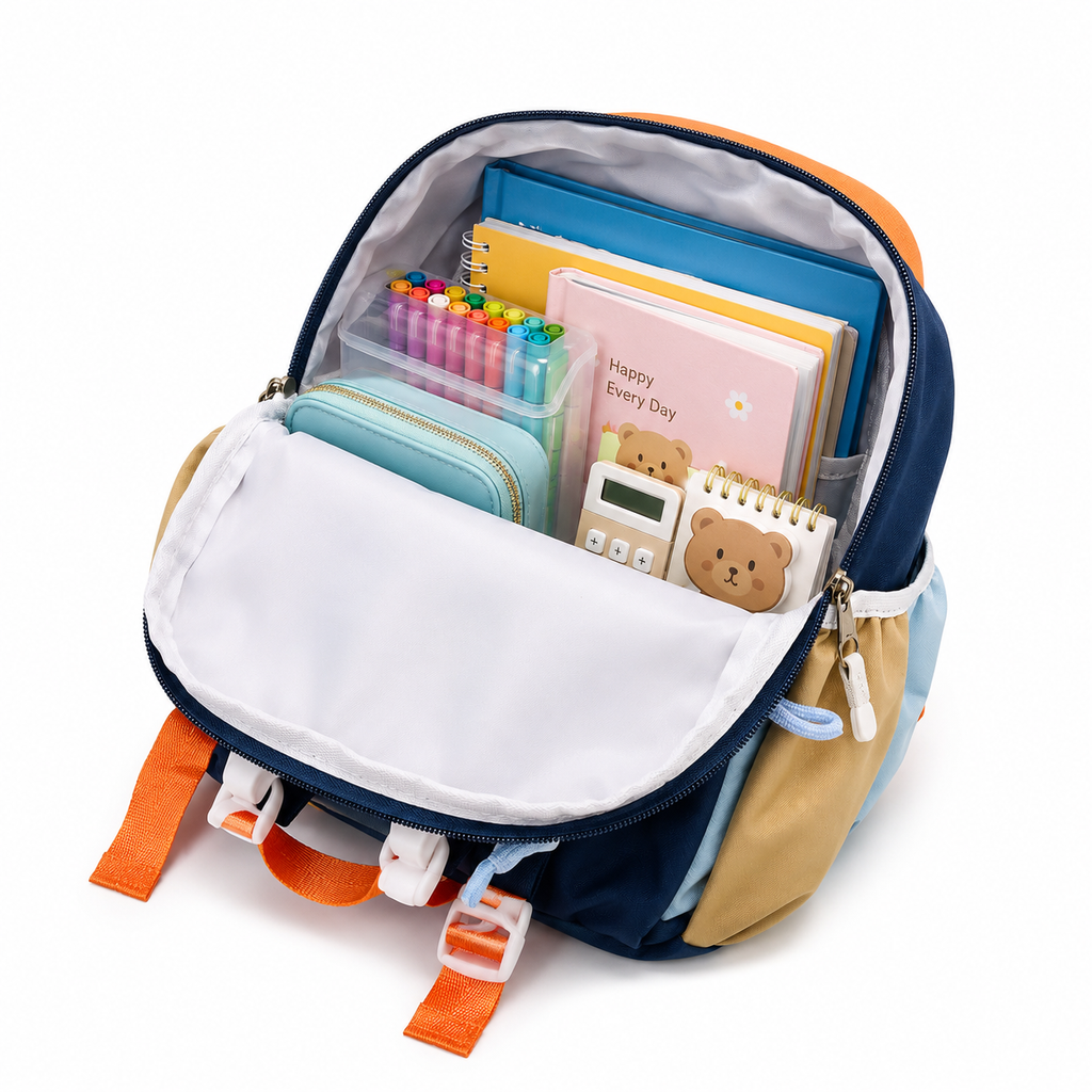 Happy Bear 15" Kids Backpack – Sky Blue & Navy | 10L