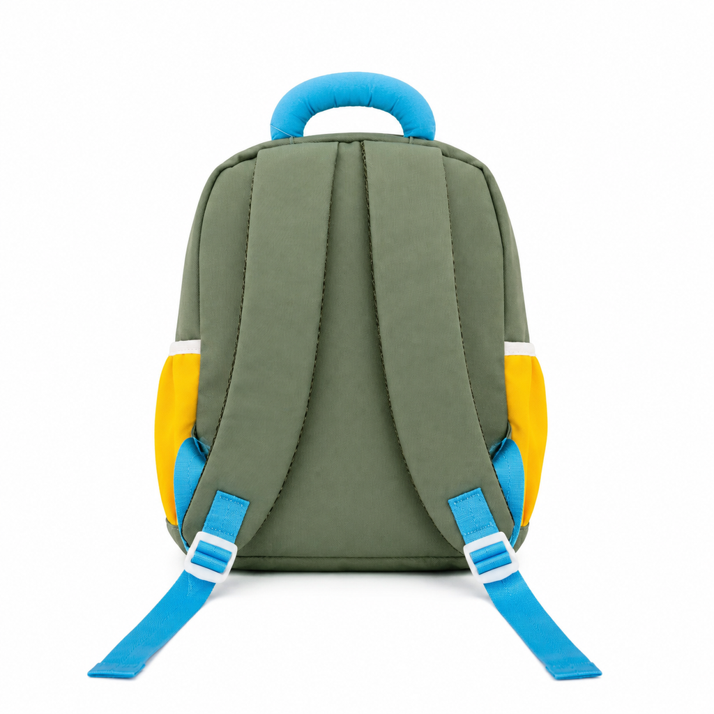 Happy Bear 15" Kids Backpack – Green & Yellow | 10L
