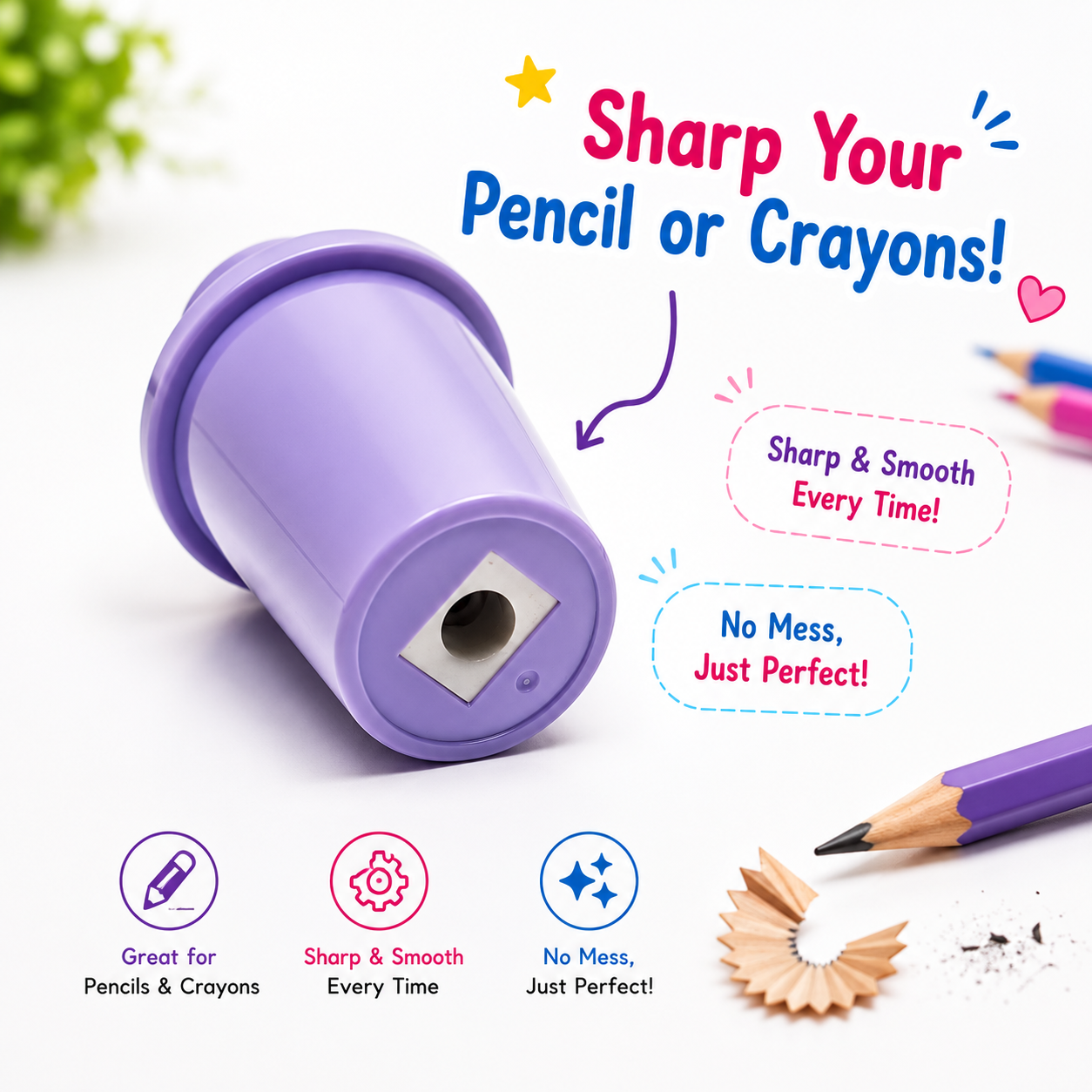 Blueberry Purple 2-in-1 Ice Cream Cup Eraser & Sharpener
