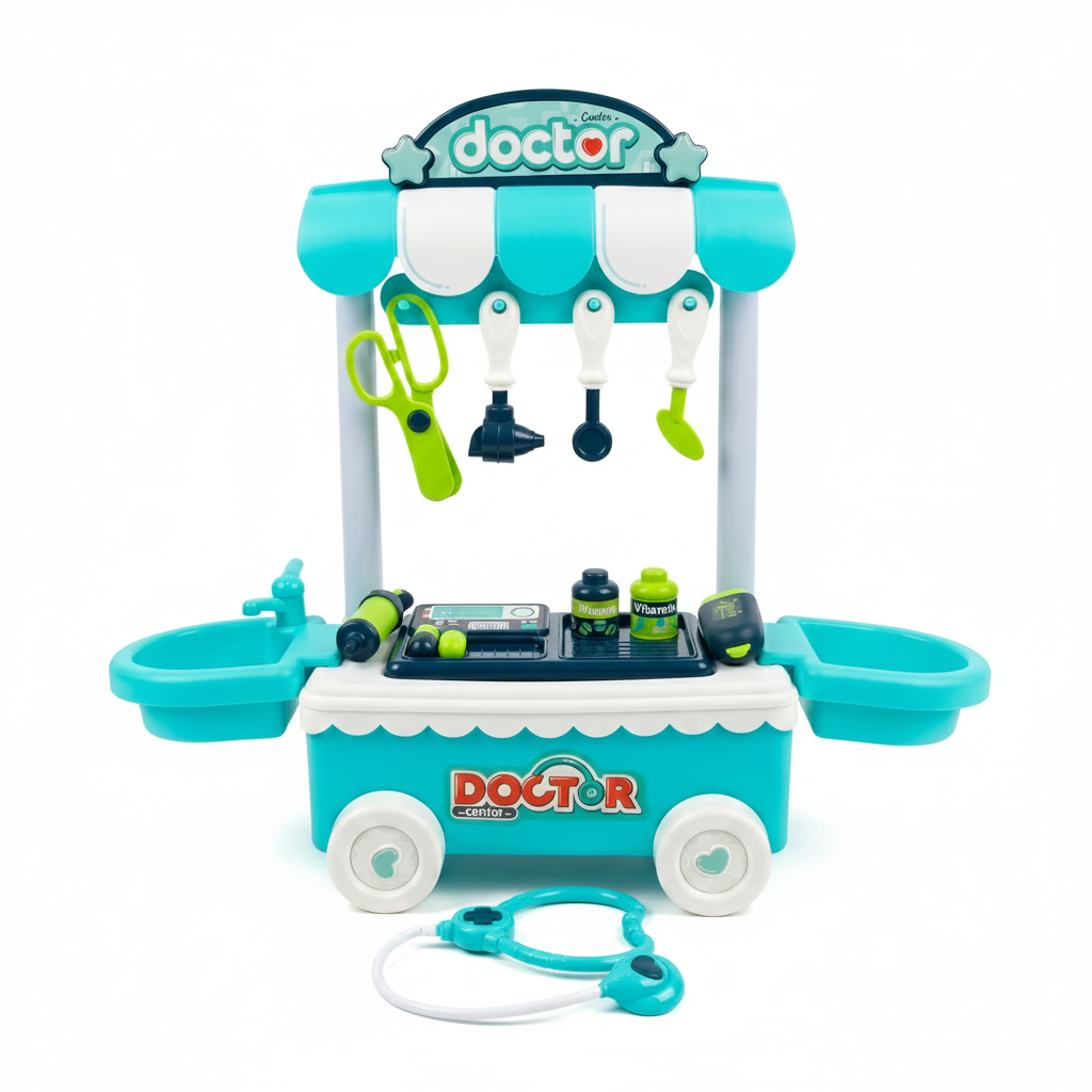 "Hello Doctor" Premium Medical Trolley Playset | 2-in-1 Mobile Clinic & Storage Cart