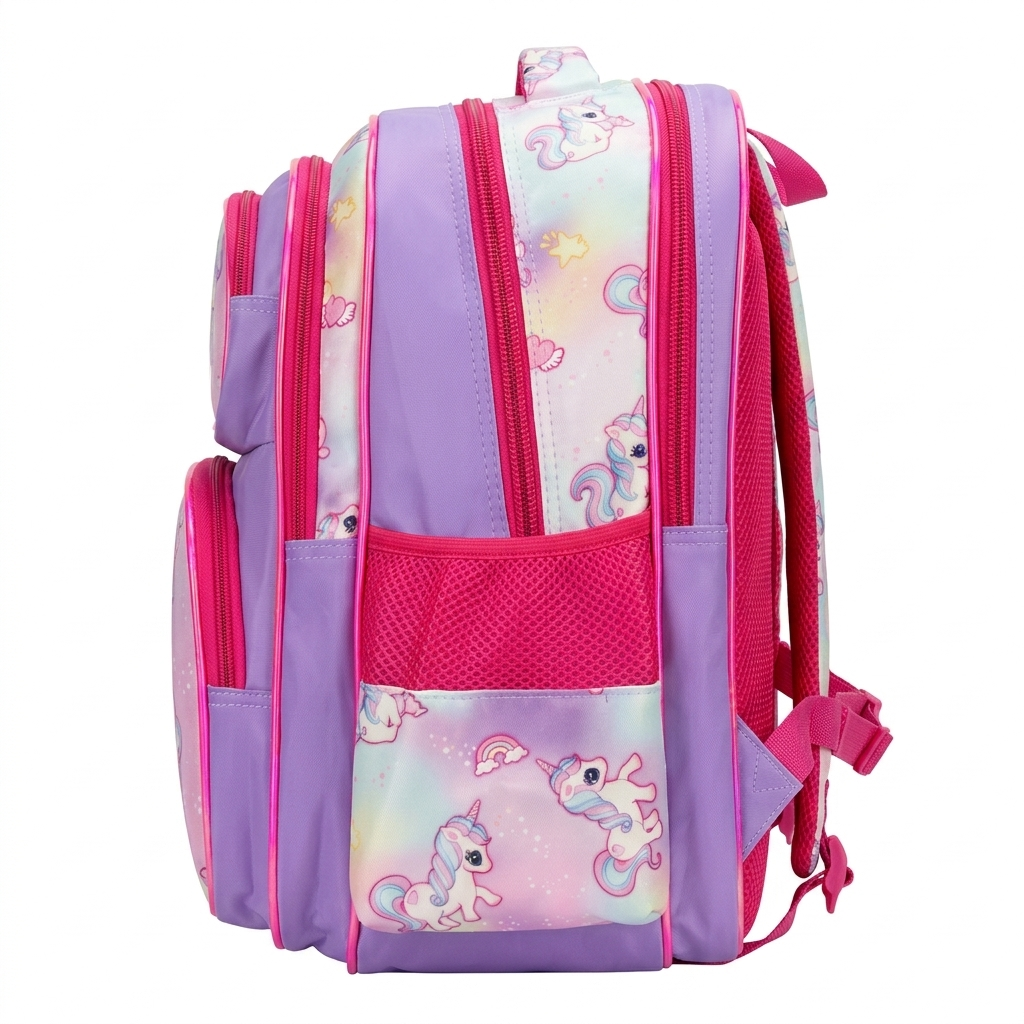 16" Magical Princess Unicorn Large School Backpack | Ergonomic Multi-Pocket Bag for Girls