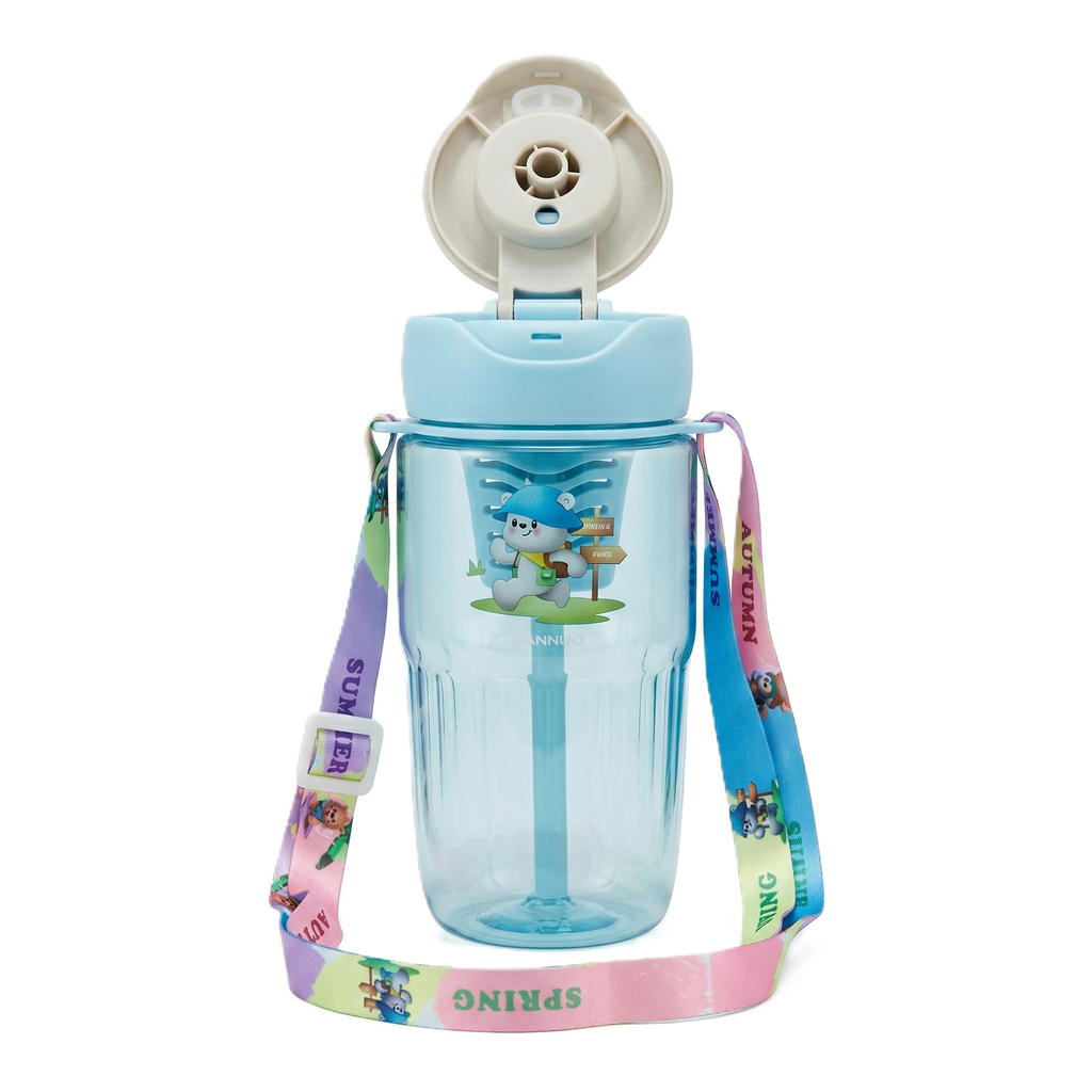 Autumn Garden Bear 2-in-1 Kids Water Bottle with Strap