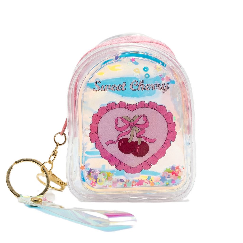 Holographic "Heart Bow" Sweet Cherry Pouch | Backpack Style