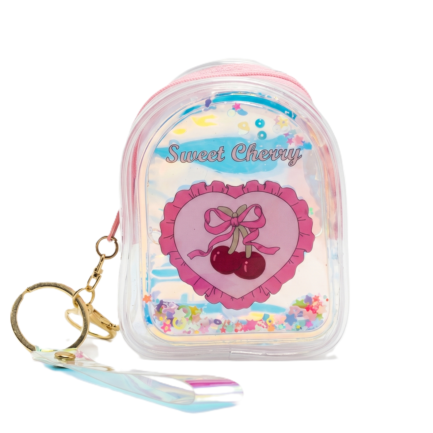 Holographic "Heart Bow" Sweet Cherry Pouch | Backpack Style