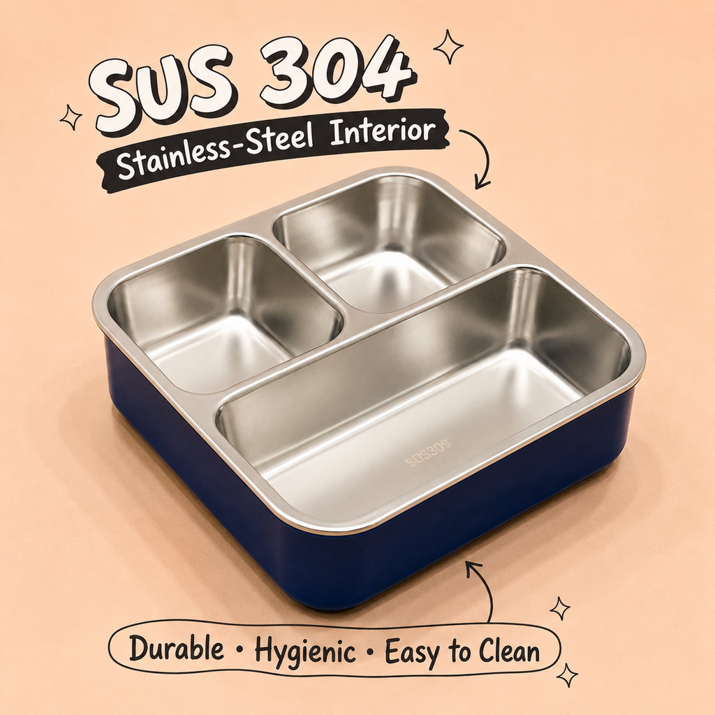 Premium 750mL Stainless Steel Kids Bento Box (Construction)