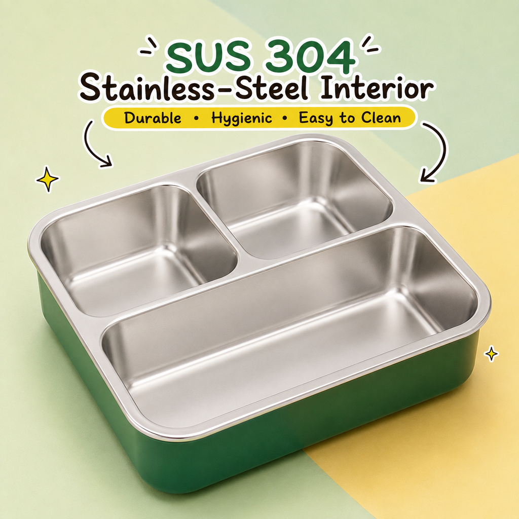 Premium 750mL Stainless Steel Kids Bento Box (Football Goal)