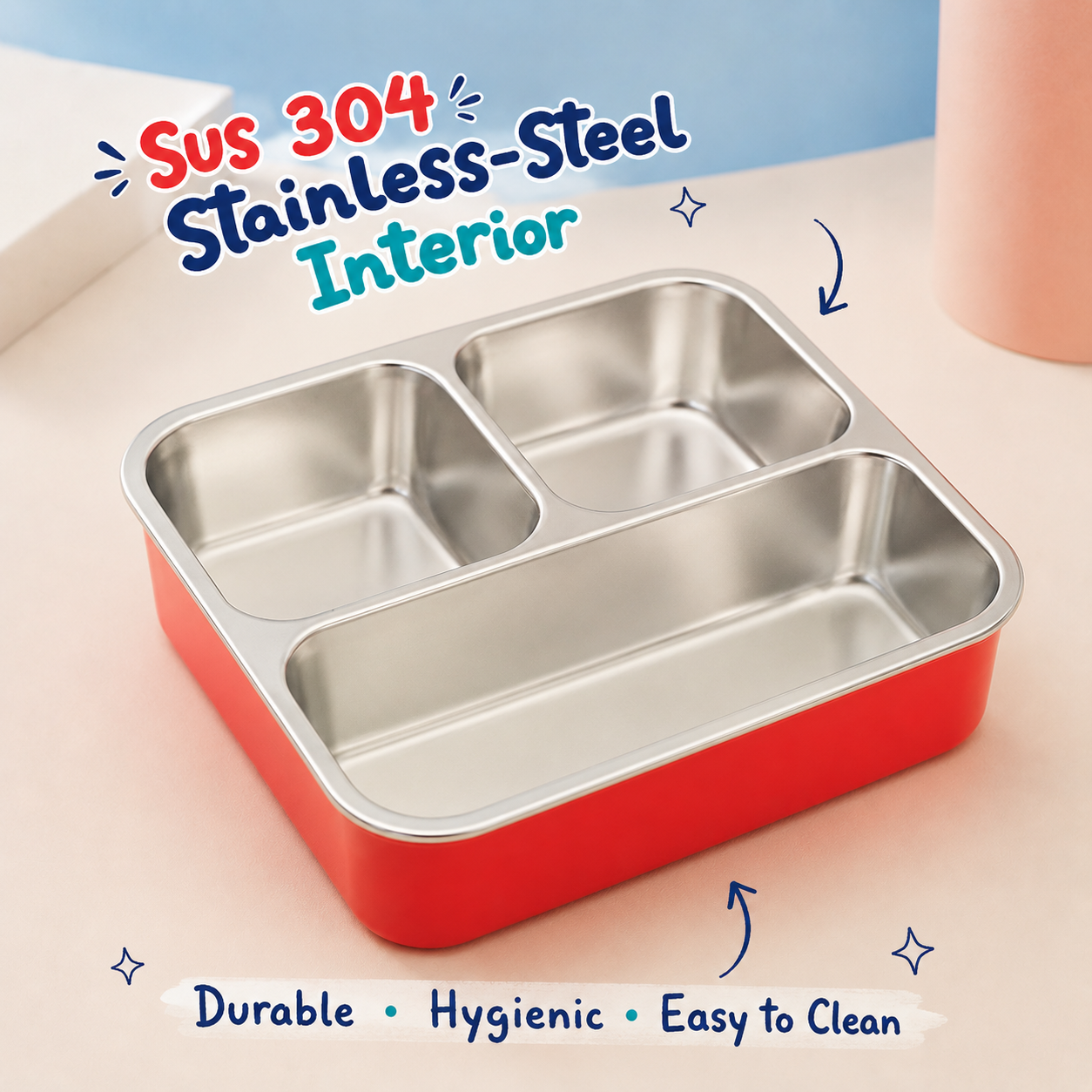 Premium 750mL Stainless Steel Kids Bento Box (Back to School)