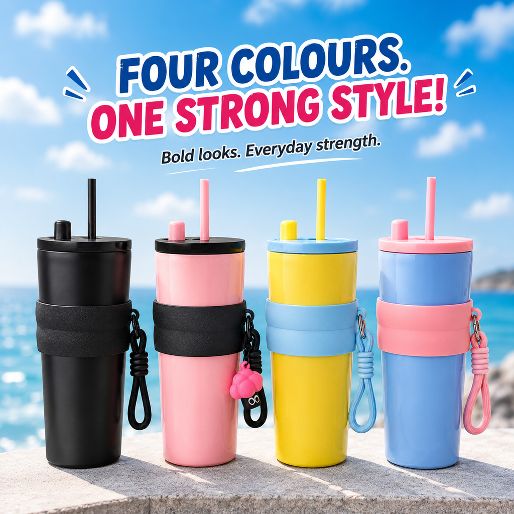 710ml Insulated Steel Sipper – Charcoal Black