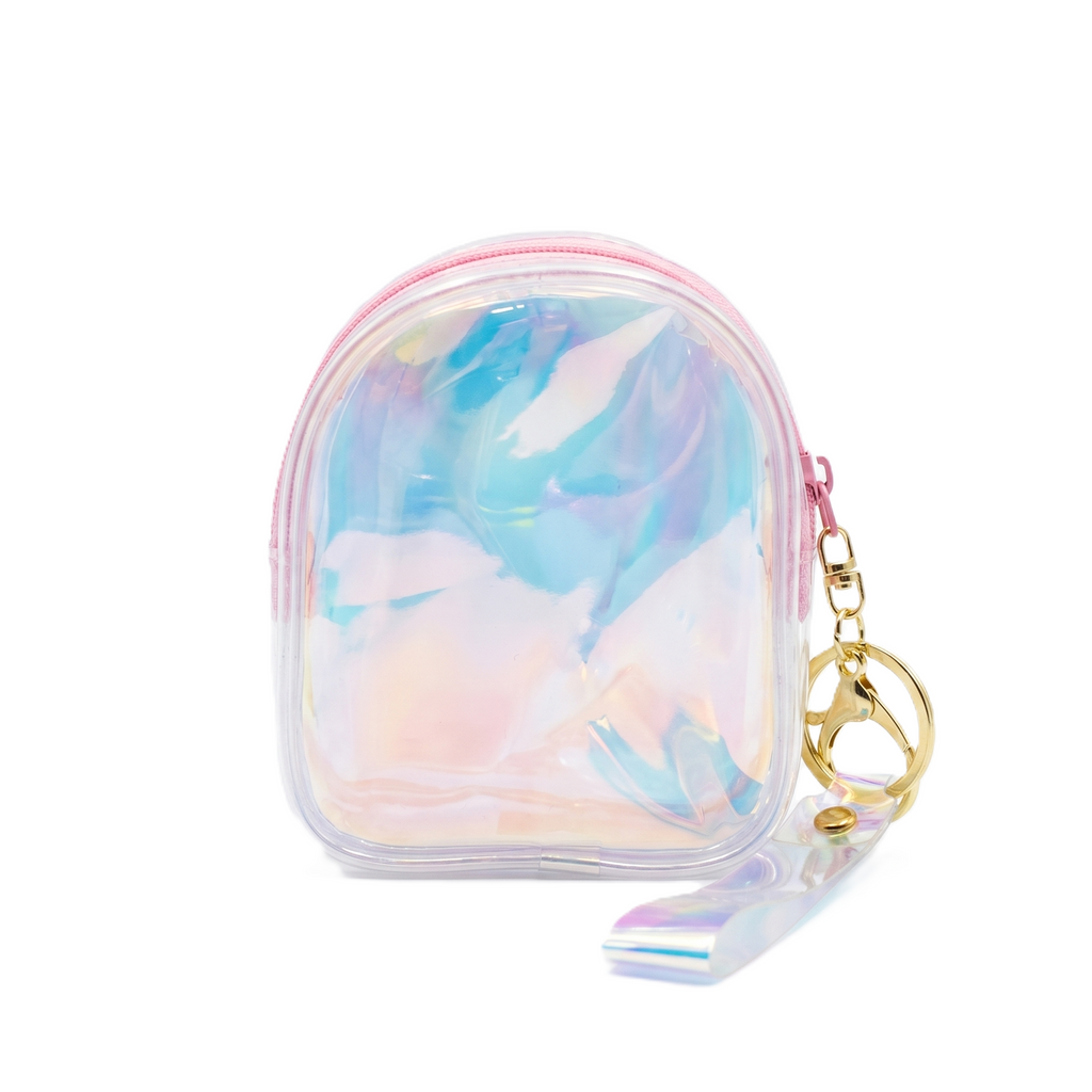 Holographic "Ribbons & Hearts" Shimmer Coin Pouch | Backpack Style