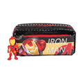 Iron Man 3D Double-Zipper Case | Black 2-Compartment School Organizer