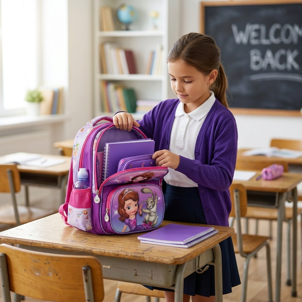 13" Royal Princess 3-Compartment Junior Backpack | Ergonomic Purple School Bag for Girls