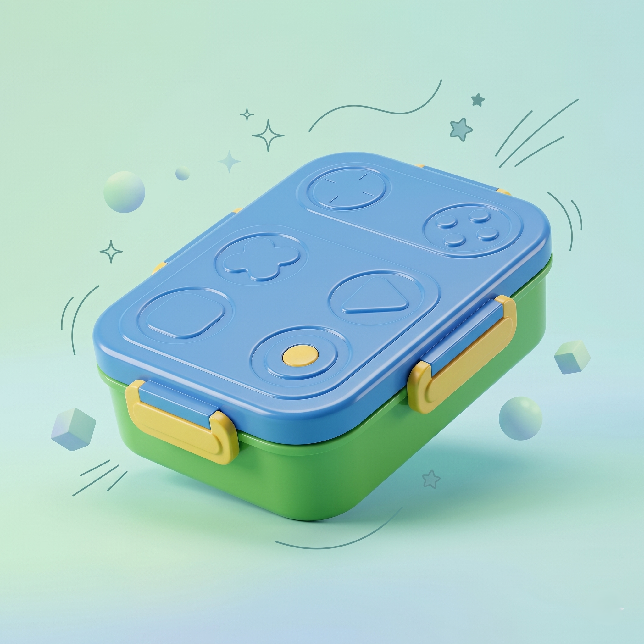 Blue & Green "Retro Gamer" 750ml Premium Kids Bento Box