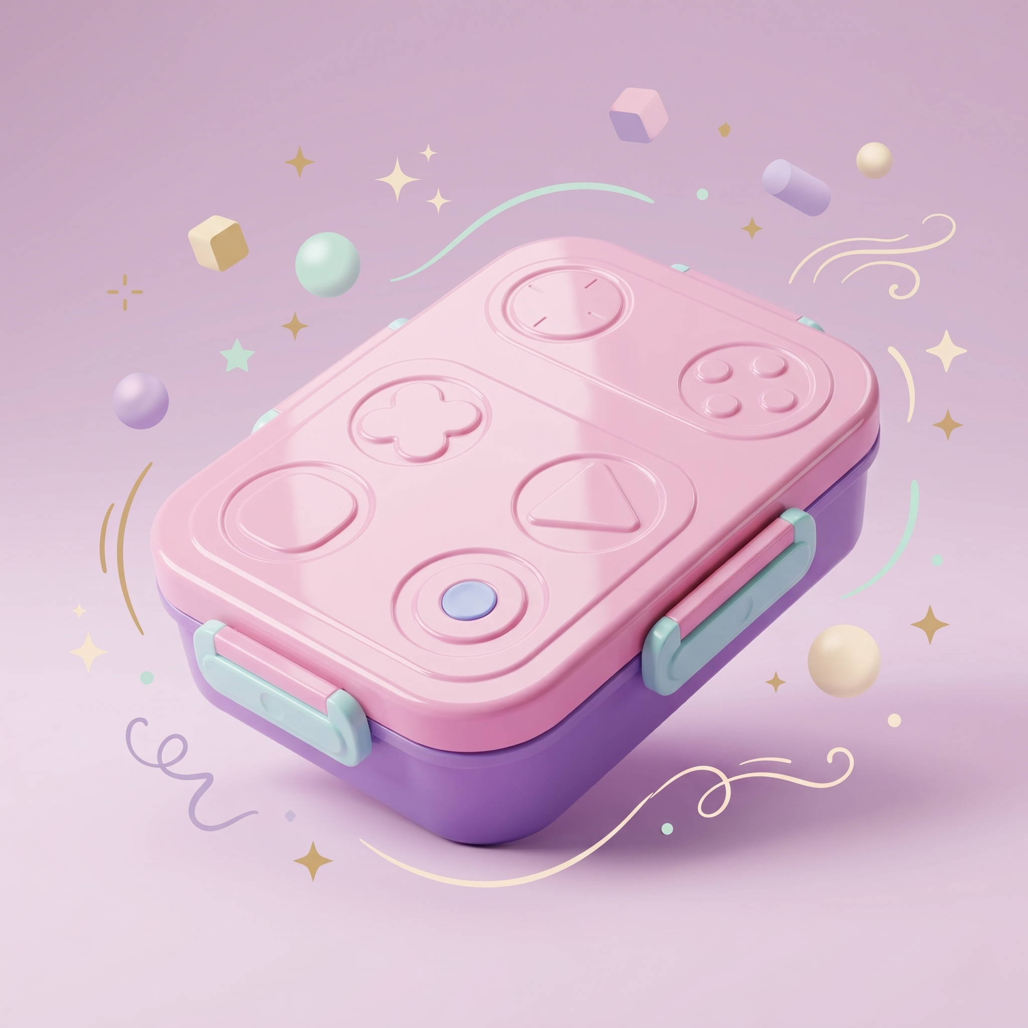 Pink & Purple "Retro Gamer" 750ml Premium Kids Bento Box