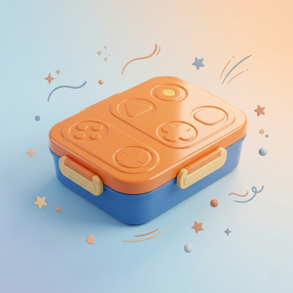 Retro Orange "X-Kid Gamer" 750ml Premium Kids Bento Box
