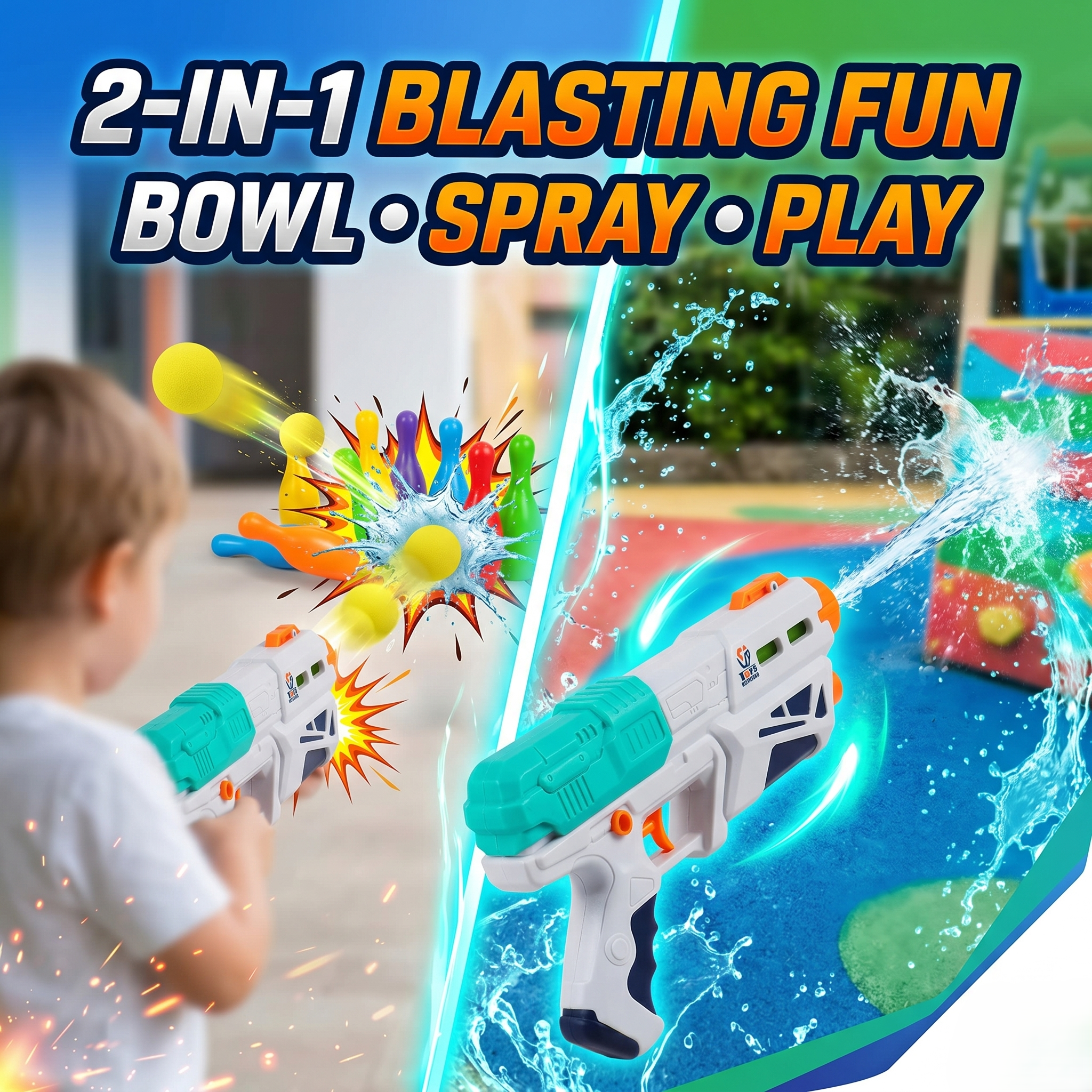 2-in-1 Magic Blaster Gun | Soft Foam Ball & Water Shooting Battle Set